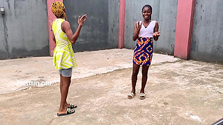 African Girls Playing Local Game Outdoor