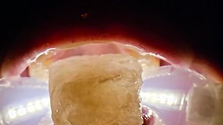Rebel Rhyder plays with frozen cum