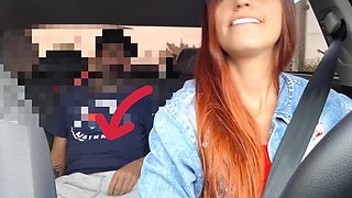 Redhead girl rocks the cock in the car - Amateur Porn
