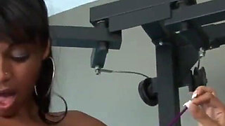 Ebony skin Andrea Kelly and Sidney Kohl at the gym also train with black cock