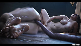 3d Anime Horror Live Action - Asian Rikako Katayama Girl Gets Creampied by Leana Lovings Monster Cock