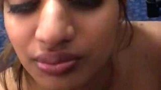 Brown eyed lewd housewife from India is quite good at blowjob