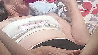 Masturbating in Sheer Pantyhose with a Dildo