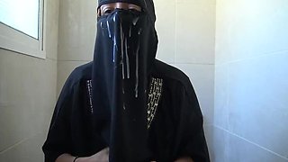 Moroccan Beurette from Marseille Takes Huge Cock and Gets Hijab Covered in Cum