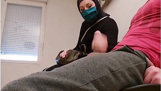 Naughty Doctor Sets Up Hidden Cam in Waiting Room - Muslim Slut Gets Caught with French Ball