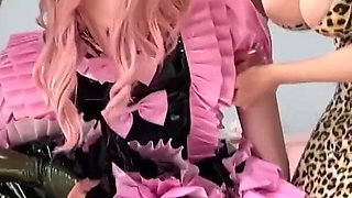 Latex Ladies Lunch Part 2 - Sissy Maid Rides The Dildo