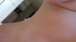 Glamour babe with big boobs masturbates in lingerie