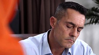 Fiery milf brunette fucks her boss in office