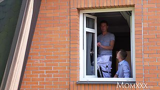 Mom British MILF takes two cocks in her pussy at the same time