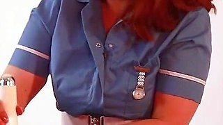 Lesbian Nurse Makes Hot Redhead Cum Hard!