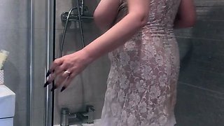 Busty blonde milf with amazing ass does deep throat in POV