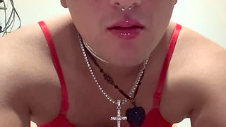Sissy boy uses sex machine