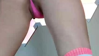 Blonde amateur gives webcam show with toys