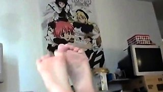 Goth emo girl licks her own feet