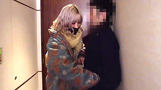Her soft skin glistens as she takes his massive boner
