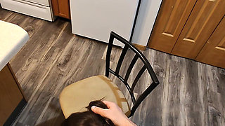 POV Silly Wife Used in Kitchen Footjob and Amazing Sex