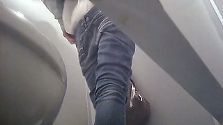 Lovely white booty of a stranger lady in the toilet room