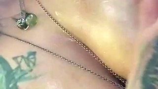 Oiled Tits Big Pierced Nipples in the Woods