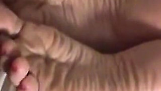Two Dicks Fucking the Feet of a Hot Wife!