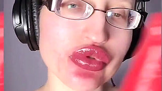 Asmr Paprika Pepper Eating - Asmr, Eye Glasses, Gianess, Lipstick, Big Lips, Mouth, Food, Face Fetish, Long Nails