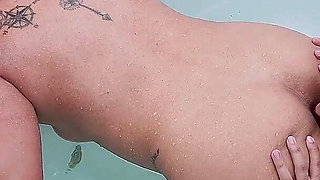 Horny Pregnant Colombian Agrees to Fuck in Outdoor Pool, We Almost Get Discovered