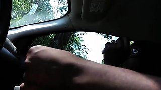 Black Amateur Granny in a Car Shows Her Big Boobs