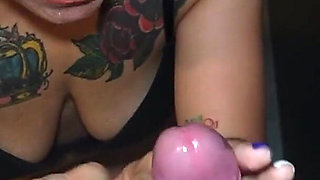 MILF Covered with Tattoo Dress in Maid Ready to Go Work Get a Quick Creampie in the Bathroom