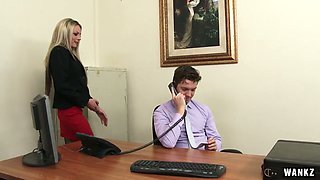 Attractive chick Sindy Lange seduces her boss and gets her muff rammed in the office