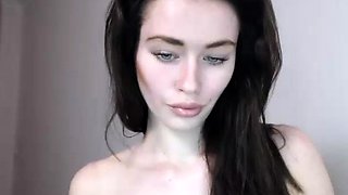 Beautiful teen brunette Jessica Sinn masturbates