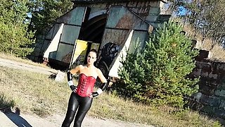 Latex slut solo anal masturbation