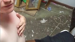 Black petite school girl plays pussy on chair , then grinds her ass on the teacher's cock