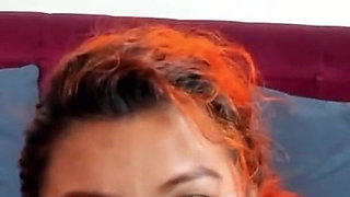 Colorful Hair Girl Does a Great Deep Throat P1