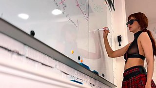 Cockslut schoolgirl spreads legs for exam, turns greatest