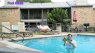 BBW Nurse Vicki and Handsome Harry in Pool Battle