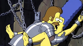 Slut in Chains Takes His Cum. Erotic Fantasy. Cartoon Parody of the Simpsons