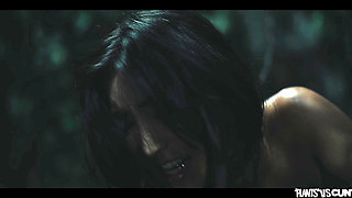 Asian Japanese Girl Emiri Momota Gets Trapped in the Woods - Vines Bondage Creampie