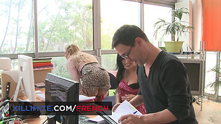 Anal Threesome with Two Busty Secretaries