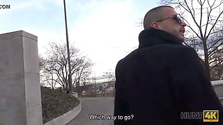 HUNT4K. Man covers redhead's tummy with sperm after sex for money