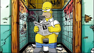 Married Housewife Gets Fucked In A Public Dirty Restroom. Cartoon. Simpsons Parody.