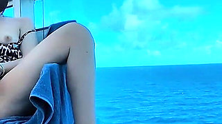 Risky Outdoor Squirt on the Deck of the Ship