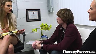 Stepmom Alexis Malone shares her stepsons cock with a therapist Kenzie Love