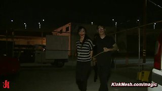 Deep throat and anal fucked in public