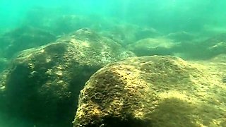 Risky Public Beach Sex Amateur Couple's Underwater Adventur