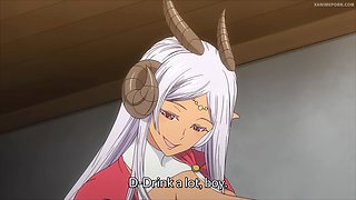 Monster ladies in an epic fuck fest with boy in anime style