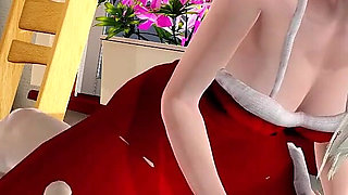 Sexy Blonde Elf Have a Christmass Gift for Me Fuck Her Pussy on a Bed 3D Animation