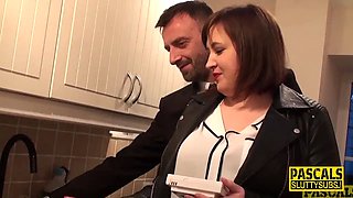 Slapped and ballgagged chubby submisive