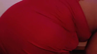 MILF Cleaning in Tight Red Dress