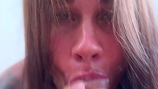 Long-legged Beauty in Bodysuit Gets Fucked Hard in the Ass and Swallows Cum in Her Mouth