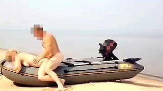 Naked couple relaxing with outdoor hardcore activities
