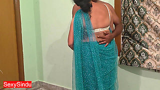 Sexy Bhabhi in Transparent Saree Showing Hot Navel